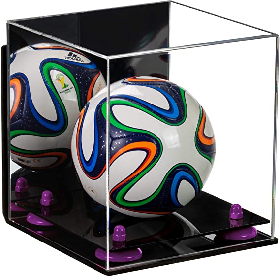Mini/Miniature (not Full Size) Soccer Ball Display Case - Mirror Wall Mount  (B03/A015)