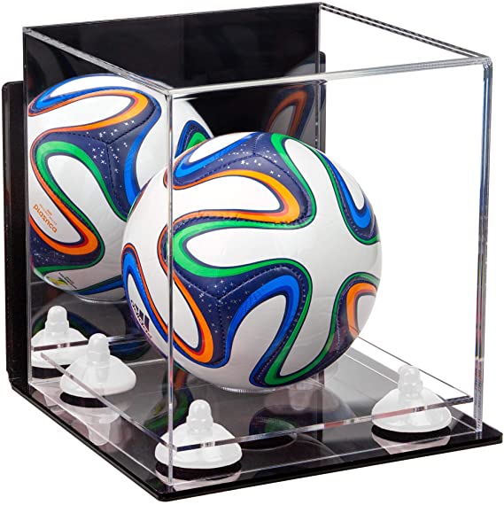Mini/Miniature (not Full Size) Soccer Ball Display Case - Mirror Wall Mount  (B03/A015)