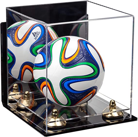 Mini/Miniature (not Full Size) Soccer Ball Display Case - Mirror Wall Mount  (B03/A015)