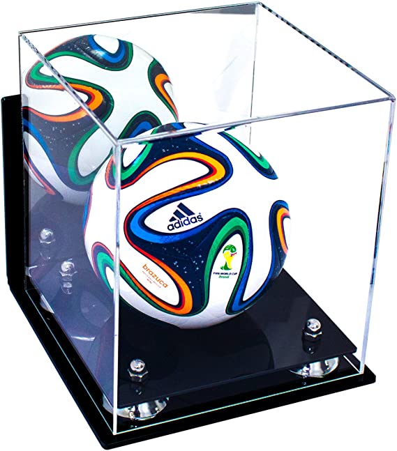 Mini/Miniature (not Full Size) Soccer Ball Display Case - Mirror Wall Mount  (B03/A015)