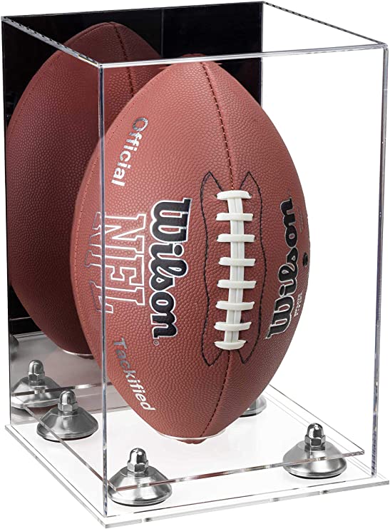 Full-Size Football Display Case Vertical - Mirror No Wall Mounts (B42/A060)