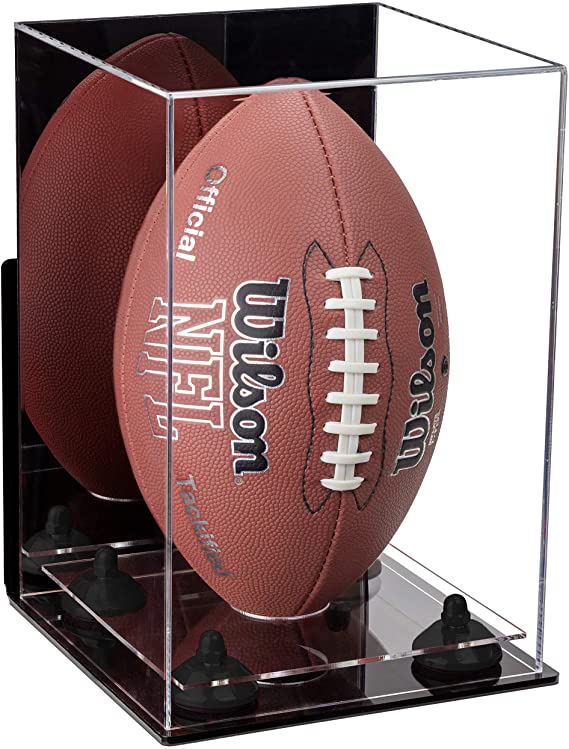 Full-Size Football Display Case Vertical - Mirror No Wall Mounts (B42/A060)