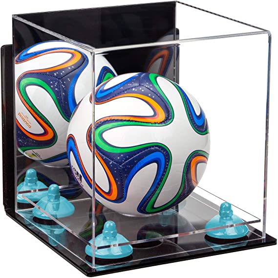 Mini/Miniature (not Full Size) Soccer Ball Display Case - Mirror Wall Mount  (B03/A015)
