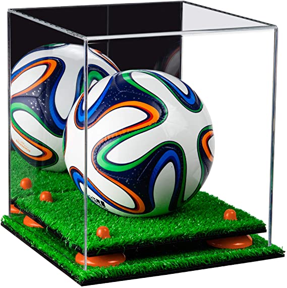 Mini/Miniature (not Full Size) Soccer Ball Display Case - Mirror No Wall Mounts (B03/A015)