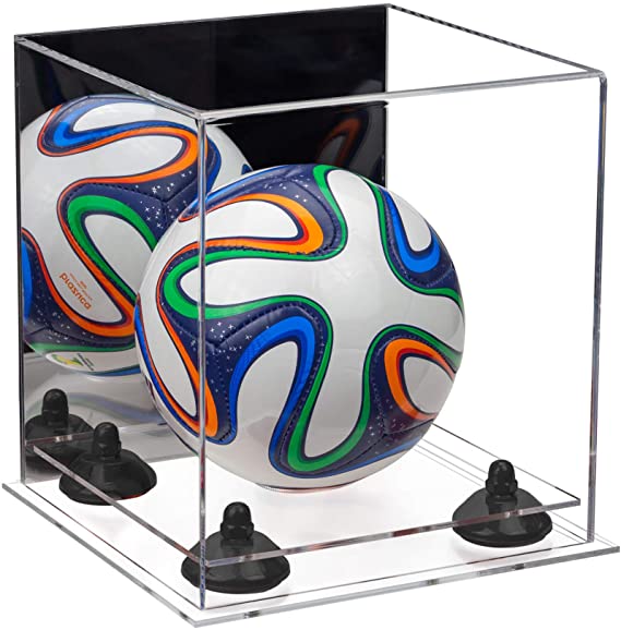 Mini Soccer Ball Display Cases Clear, Mirror & Bases Better Display
