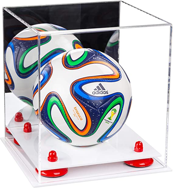 Mini/Miniature (not Full Size) Soccer Ball Display Case - Mirror No Wall Mounts (B03/A015)