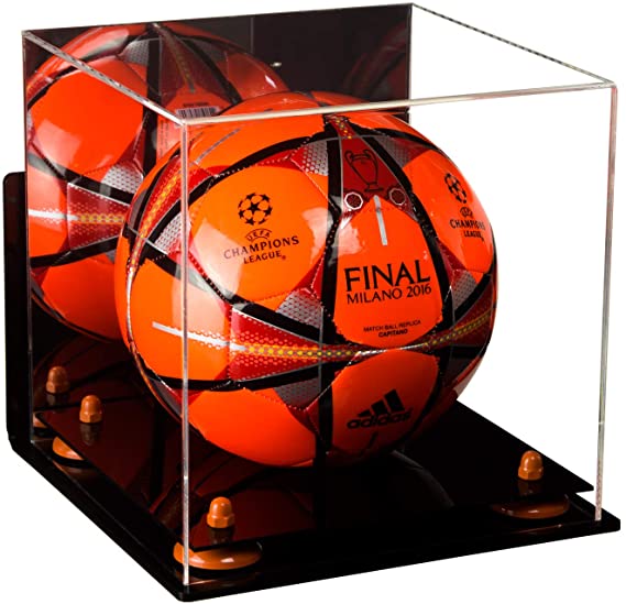 Acrylic Soccer Ball Display Case - Mirror Wall Mounts (B02/A027)