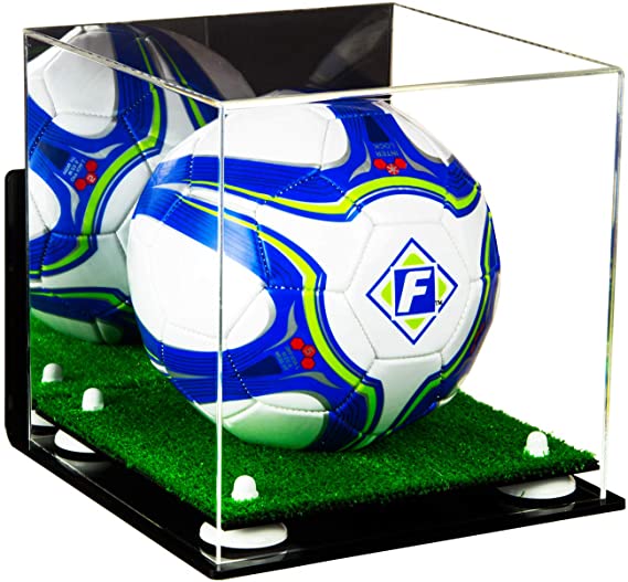 Acrylic Soccer Ball Display Case - Mirror Wall Mounts (B02/A027)