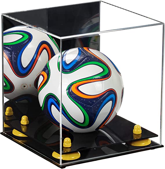 Mini/Miniature (not Full Size) Soccer Ball Display Case - Mirror No Wall Mounts (B03/A015)