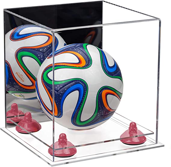 Mini/Miniature (not Full Size) Soccer Ball Display Case - Mirror No Wall Mounts (B03/A015)