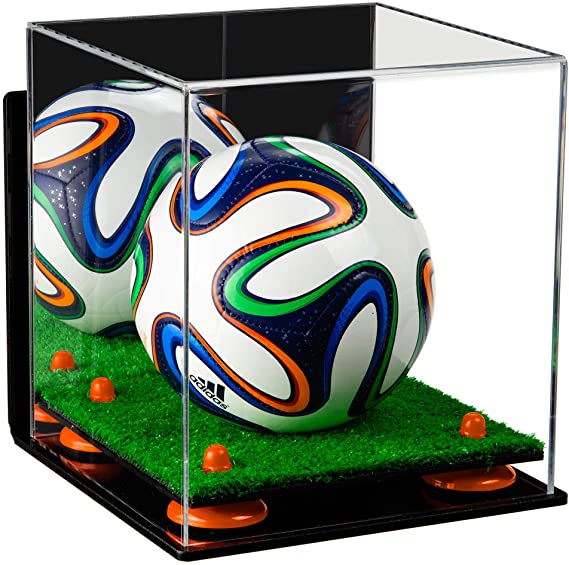 Mini/Miniature (not Full Size) Soccer Ball Display Case - Mirror Wall Mount  (B03/A015)