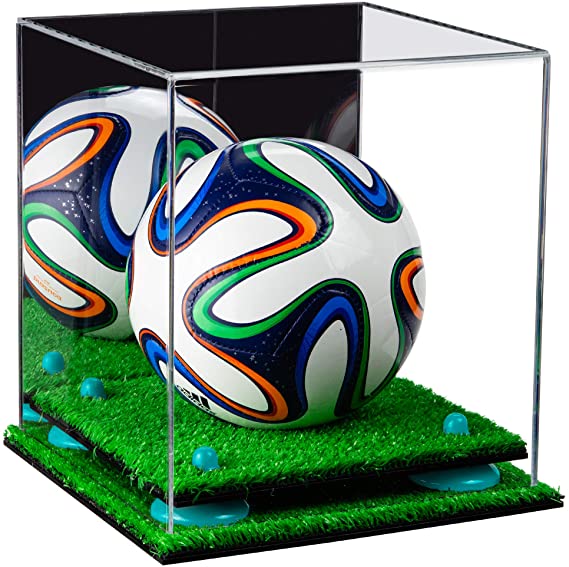 Mini/Miniature (not Full Size) Soccer Ball Display Case - Mirror No Wall Mounts (B03/A015)