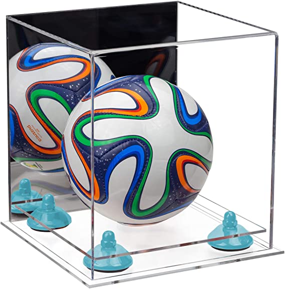 Mini/Miniature (not Full Size) Soccer Ball Display Case - Mirror No Wall Mounts (B03/A015)