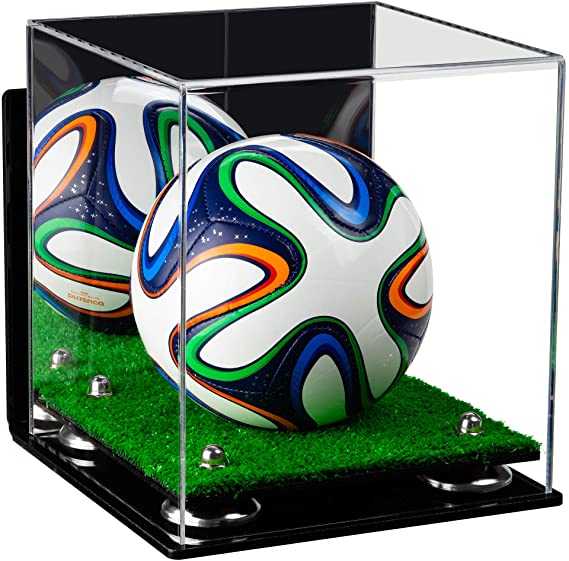 Mini/Miniature (not Full Size) Soccer Ball Display Case - Mirror Wall Mount  (B03/A015)