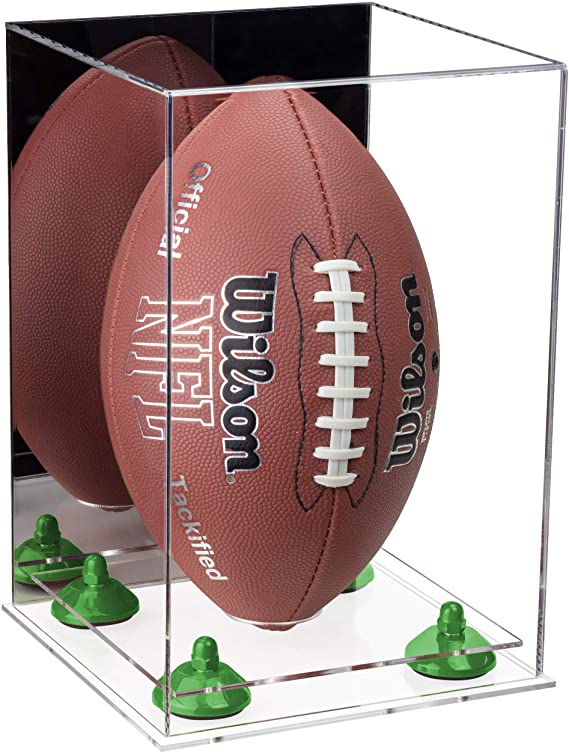 Full-Size Football Display Case Vertical - Mirror No Wall Mounts (B42/A060)