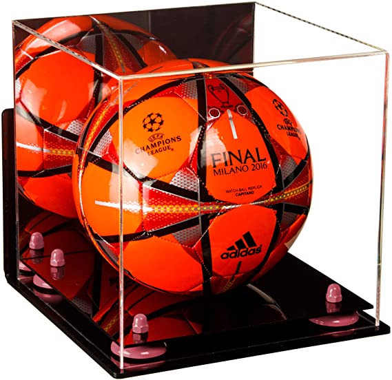 Acrylic Soccer Ball Display Case - Mirror Wall Mounts (B02/A027)