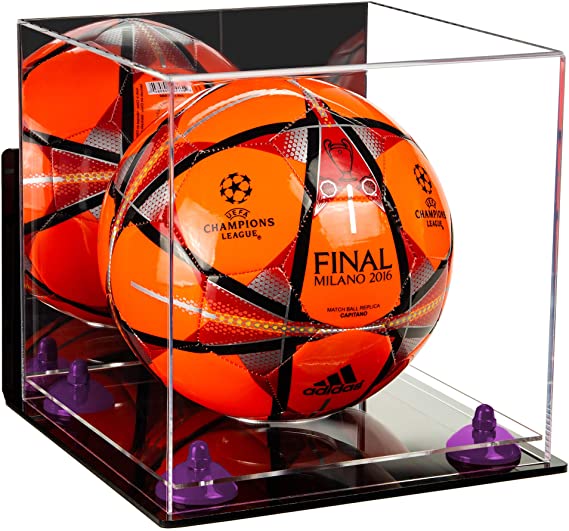 Acrylic Soccer Ball Display Case - Mirror Wall Mounts (B02/A027)