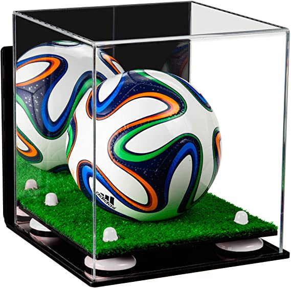 Mini/Miniature (not Full Size) Soccer Ball Display Case - Mirror Wall Mounts (B03/A015)