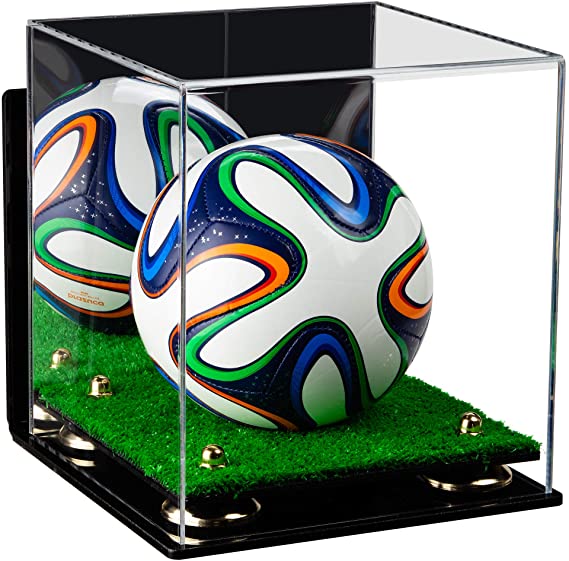 Mini/Miniature (not Full Size) Soccer Ball Display Case - Mirror Wall Mount  (B03/A015)
