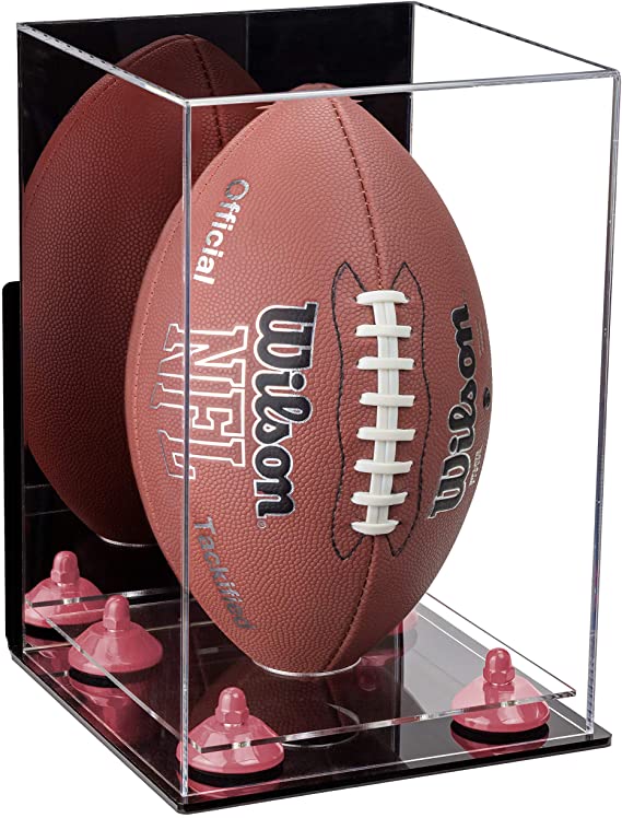 Full-Size Football Display Case Vertical - Mirror No Wall Mounts (B42/A060)