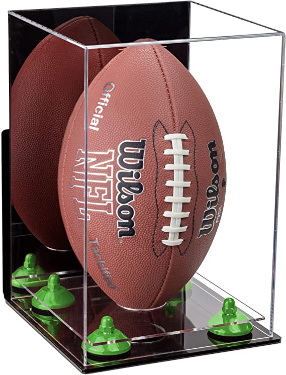 Full-Size Football Display Case Vertical - Mirror No Wall Mounts (B42/A060)