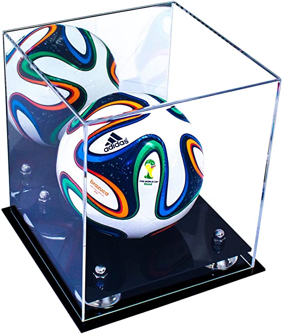 Mini/Miniature (not Full Size) Soccer Ball Display Case - Mirror No Wall Mounts (B03/A015)