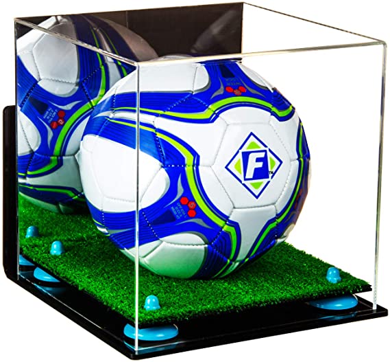 Acrylic Soccer Ball Display Case - Mirror Wall Mounts (B02/A027)