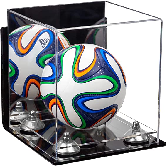 Mini/Miniature (not Full Size) Soccer Ball Display Case - Mirror Wall Mounts (B03/A015)