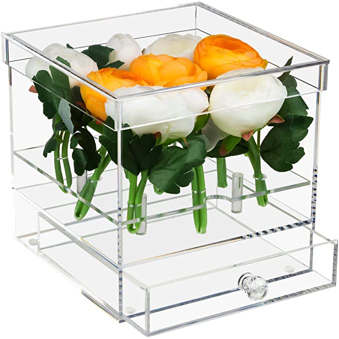 Clear Acrylic Flowers Display Case for Wedding and Home