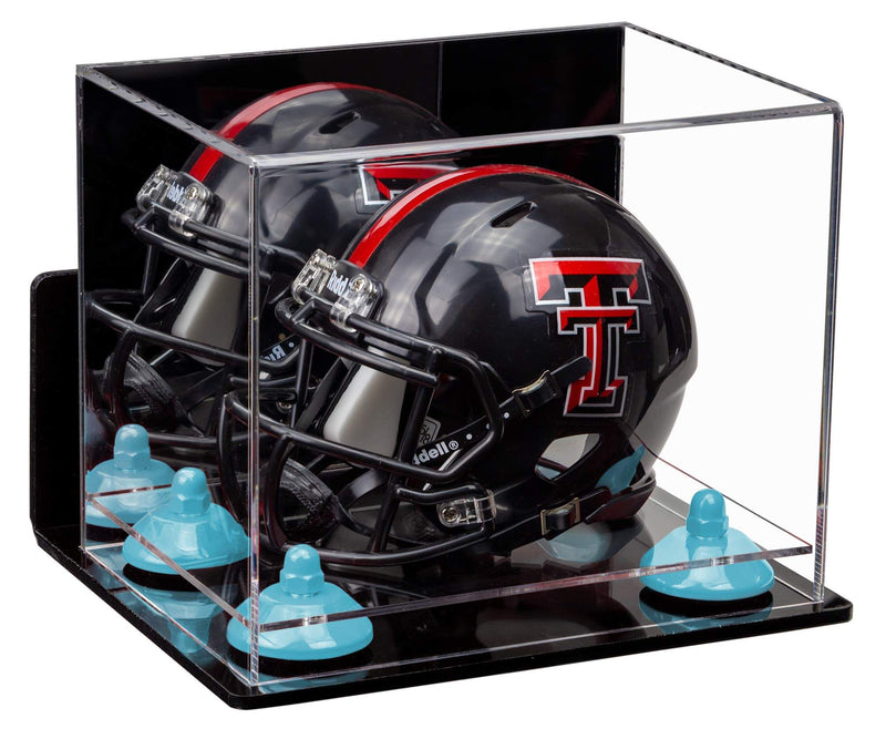 Mini/Miniature Football Helmet (not Full Size) Display Case - Mirror no Wall Mounts (A003/V45)