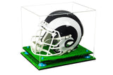 Clear Turf Base Sky Blue Risers Football Helmet Display Case