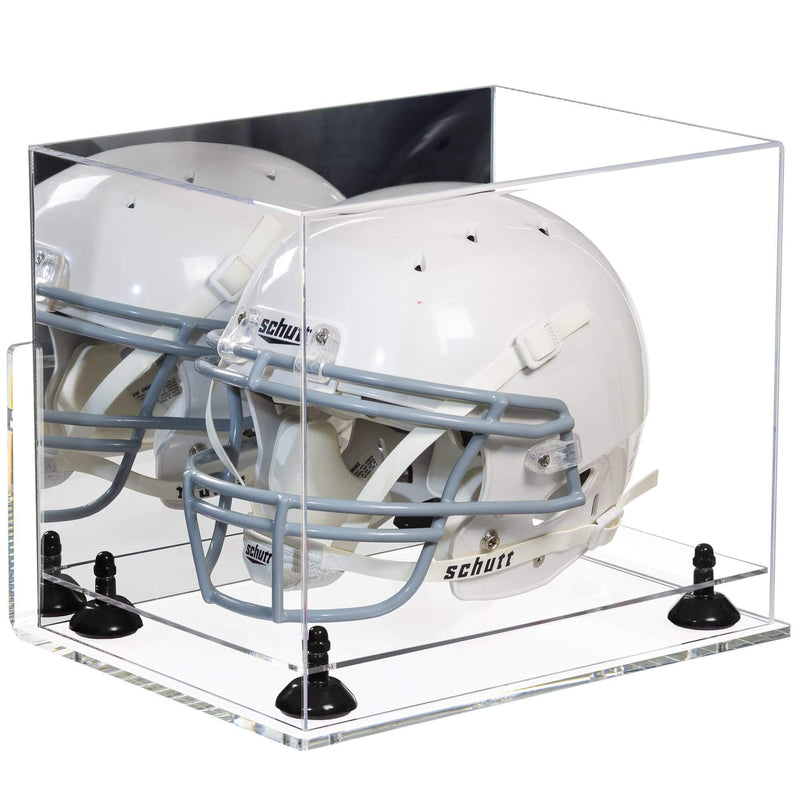 Clear Base Wall Mount Black Risers Helmet Display Case