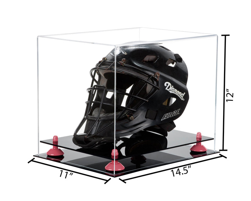 14.5x11x12 Black Based Catchers Helmet Display Box with Risers