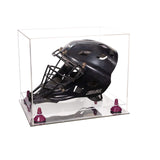 ETCHED GLASS HOCKEY GOALIE MASK DISPLAY CASE WITH CUSTOM STAND