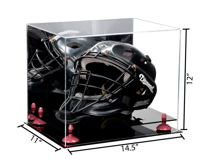 14.5x11x12 Acrylic Catchers Helmet Display Case with Mirror and Risers