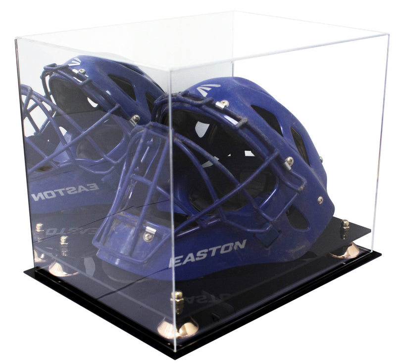 Acrylic Catchers Helmet Display Case with Mirror, Risers and Black Base