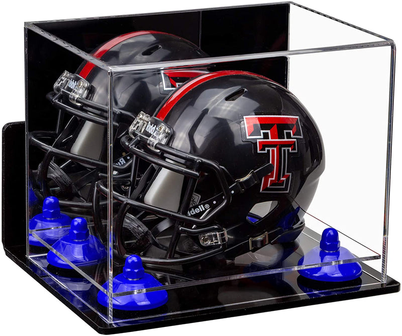 Mini/Miniature Football Helmet (not Full Size) Display Case - Mirror no Wall Mounts (A003/V45)