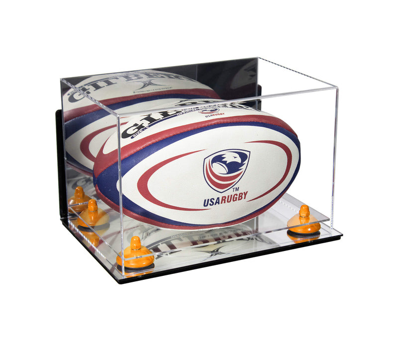 Acrylic Rugby Ball Display Case - Mirror Wall Mount (B41/A004)