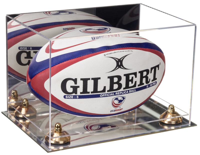 Acrylic Rugby Ball Display Case - Mirror No Wall Mount (B41/A004)