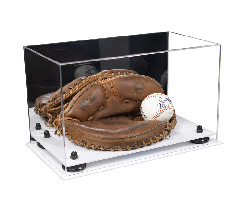 Acrylic Baseball Catchers Glove Display Case - Mirror No Wall Mounts (V16/A011)
