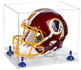 Clear Base Nevy Blue Risers Football Helmet Display Case
