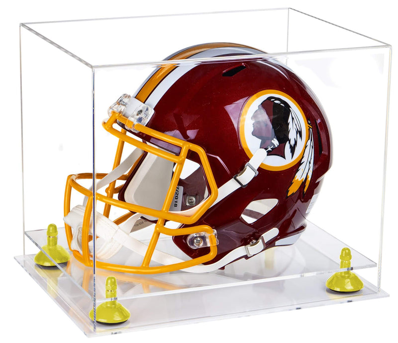 Clear Base Yellow Risers Football Helmet Display Case