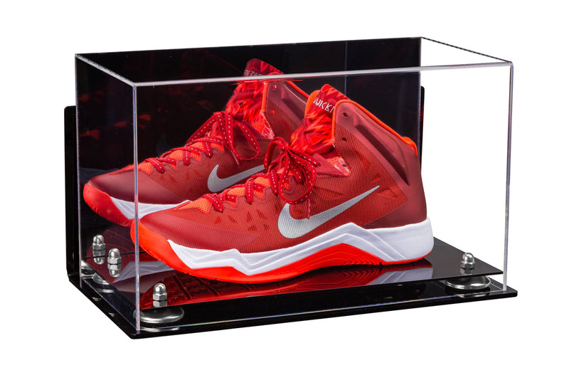 Acrylic Large Single Shoe Display Case for Basketball Shoe, Soccer, Football Cleat - 15x8x9 Mirror Wall Mounts (V11/A013)