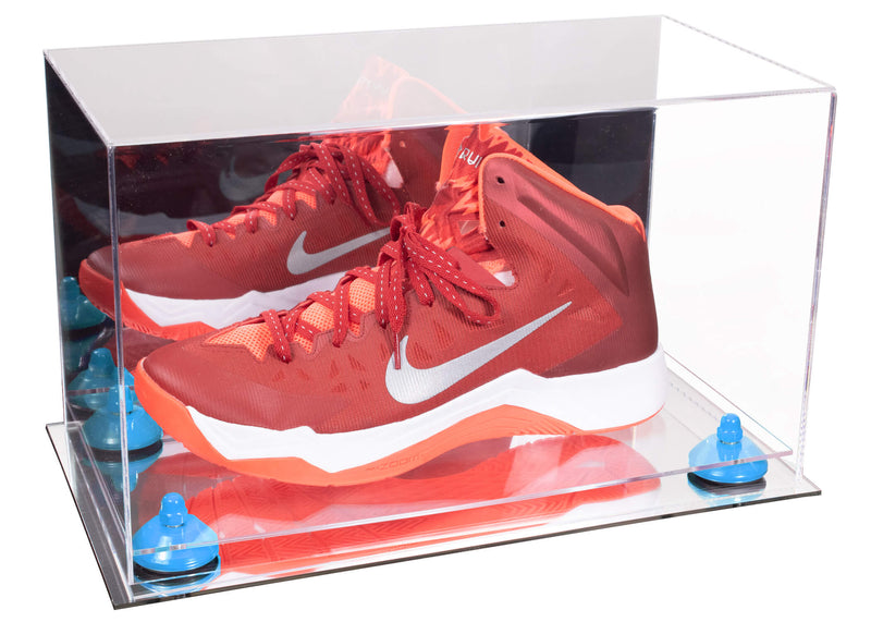 Acrylic Large Single Shoe Display Case for Basketball Shoe, Soccer, Football Cleat - 15x8x9 Mirror No Wall Mounts (V11/A013)