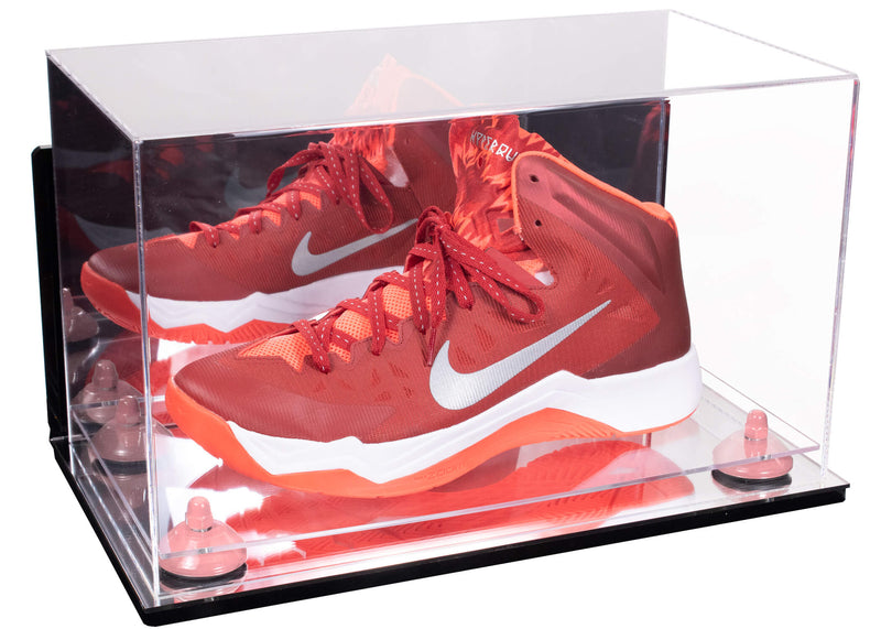 Acrylic Large Single Shoe Display Case for Basketball Shoe, Soccer, Football Cleat - 15x8x9 Mirror Wall Mounts (V11/A013)