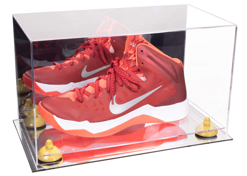 Acrylic Large Single Shoe Display Case for Basketball Shoe, Soccer, Football Cleat - 15x8x9 Mirror No Wall Mount (V11/A013)