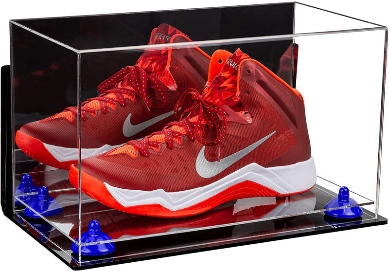 Acrylic Large Single Shoe Display Case for Basketball Shoe, Soccer, Football Cleat - 15x8x9 Mirror Wall Mounts (V11/A013)