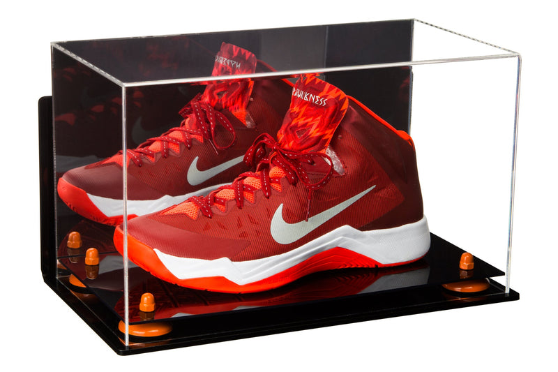 Acrylic Large Single Shoe Display Case for Basketball Shoe, Soccer, Football Cleat - 15x8x9 Mirror Wall Mounts (V11/A013)