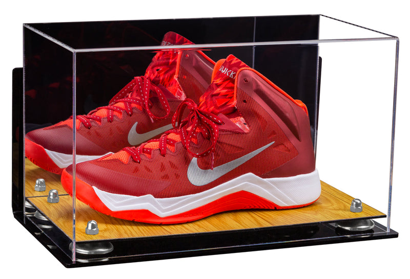 Acrylic Large Single Shoe Display Case for Basketball Shoe, Soccer, Football Cleat - 15x8x9 Mirror Wall Mounts (V11/A013)