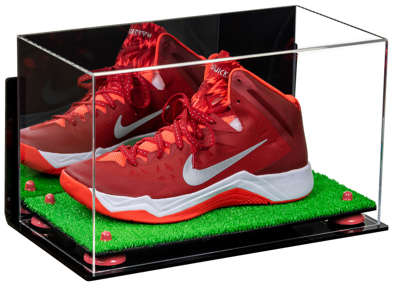 Acrylic Large Single Shoe Display Case for Basketball Shoe, Soccer, Football Cleat - 15x8x9 Mirror Wall Mounts (V11/A013)